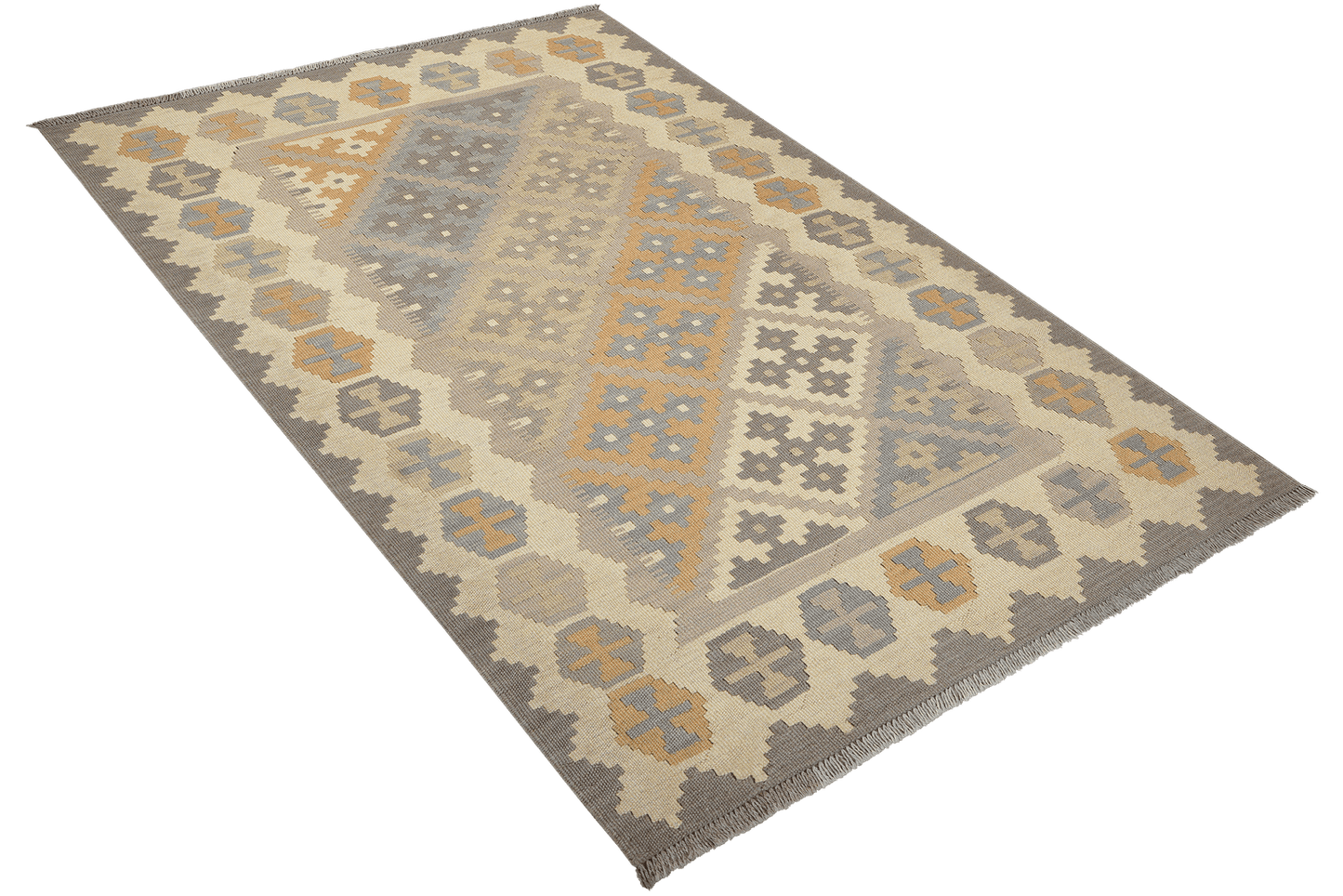 Kelim Gashgai — Handmade, 116x178 cm, Grey, 100% Virgin Wool | View 4