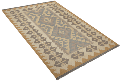 Kelim Gashgai — Handmade, 122x176 cm, Grey, 100% Virgin Wool | View 4
