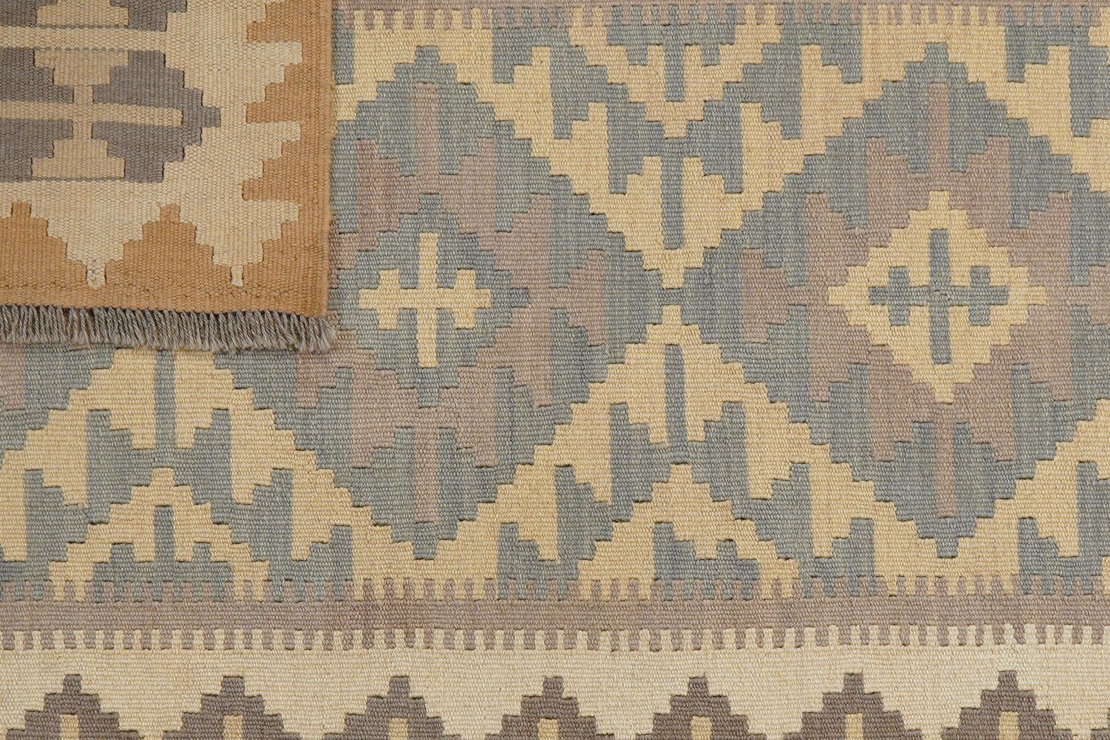 Kelim Gashgai — Handmade, 122x176 cm, Grey, 100% Virgin Wool | View 6