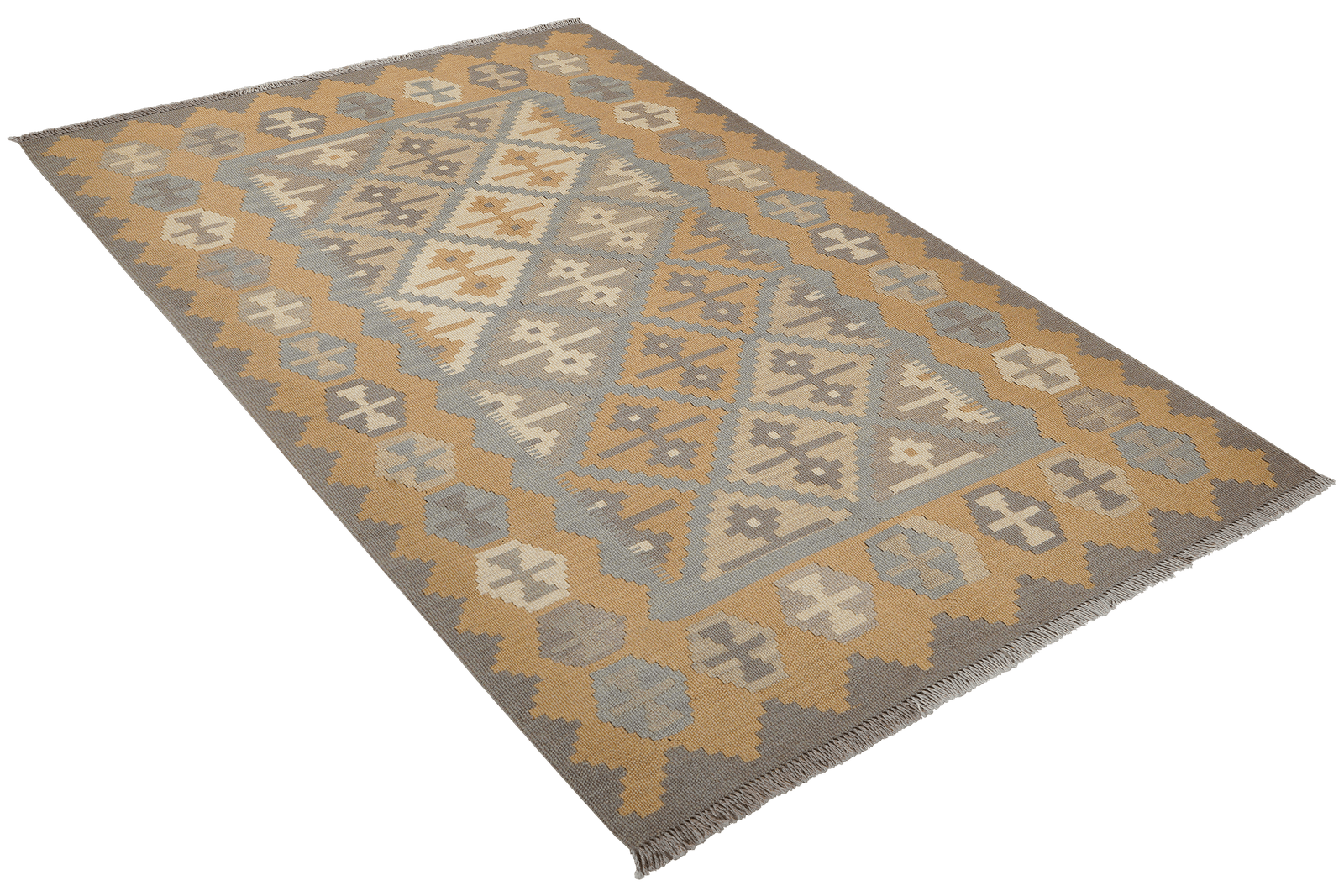 Kelim Gashgai — Handmade, 116x173 cm, Grey, 100% Virgin Wool | View 4