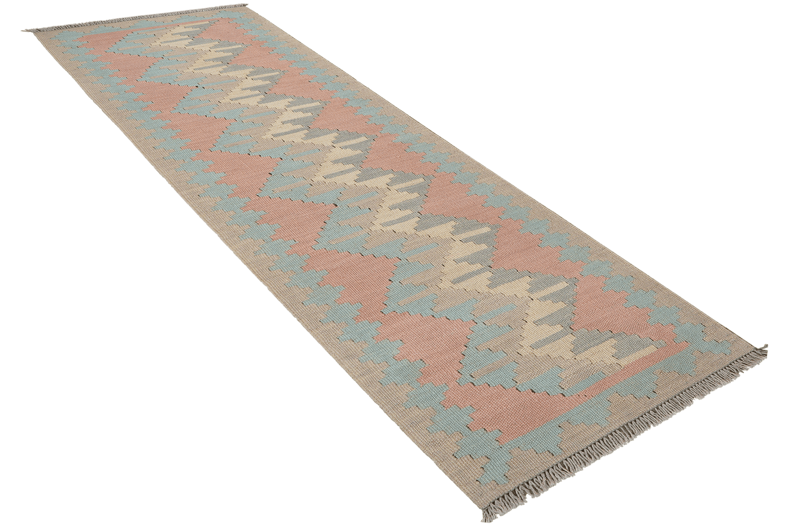 Kelim Gashgai — Handmade, 57x186 cm, Pink, 100% Virgin Wool | View 4