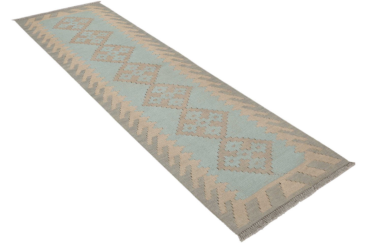 Kelim Gashgai — Handmade, 55x191 cm, Tuerkis, 100% Virgin Wool | View 4