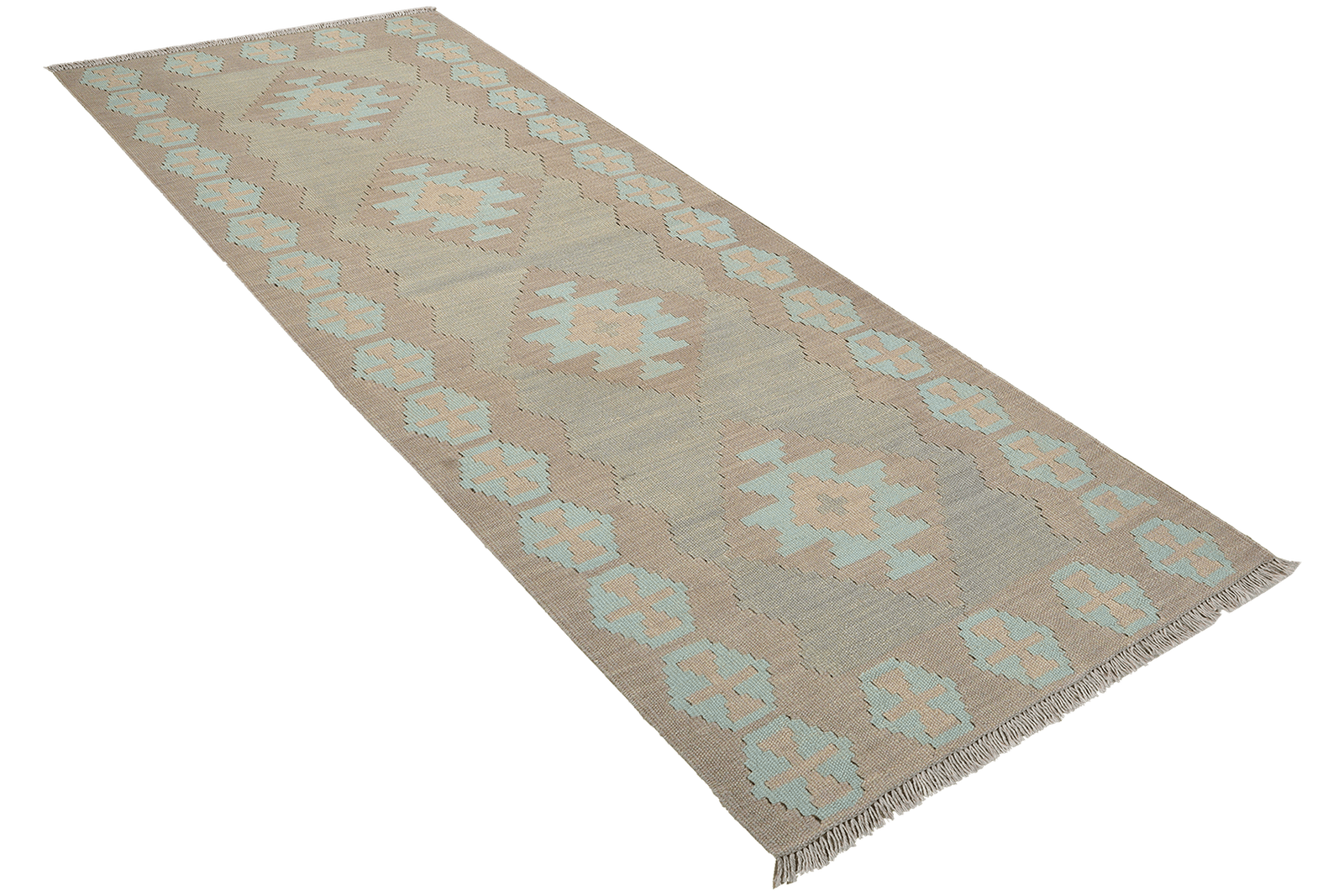 Kelim Gashgai — Handmade, 80x195 cm, Grey, 100% Virgin Wool | View 4