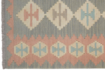 Kelim Gashgai — Handmade, 80x195 cm, Grey, 100% Virgin Wool | View 3