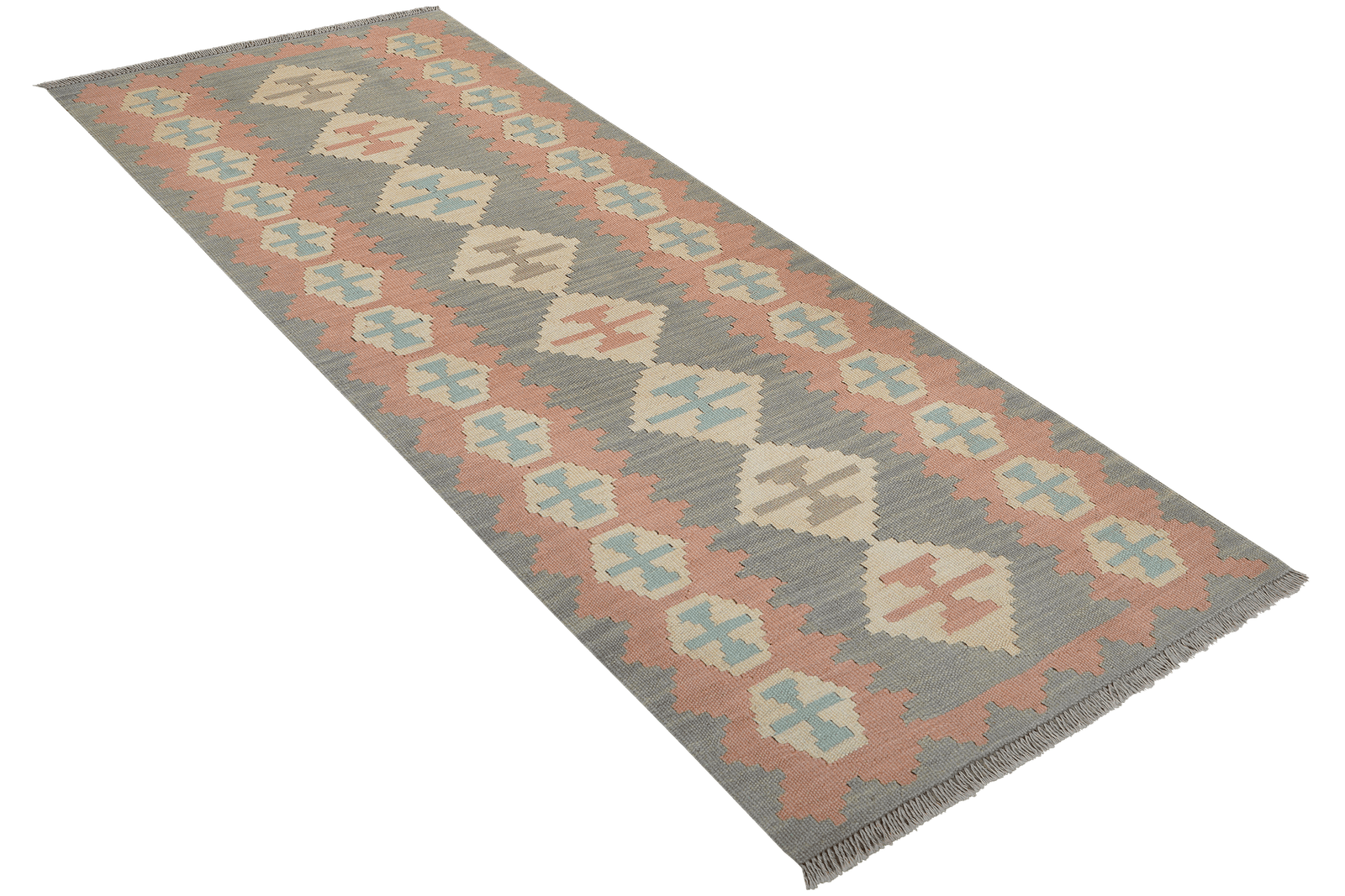 Kelim Gashgai — Handmade, 80x195 cm, Grey, 100% Virgin Wool | View 4