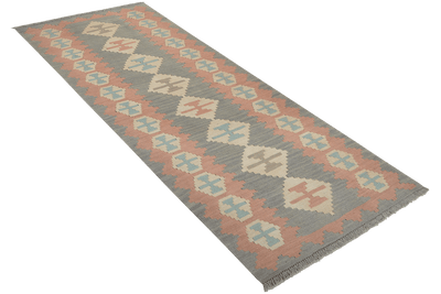 Kelim Gashgai — Handmade, 80x195 cm, Grey, 100% Virgin Wool | View 4
