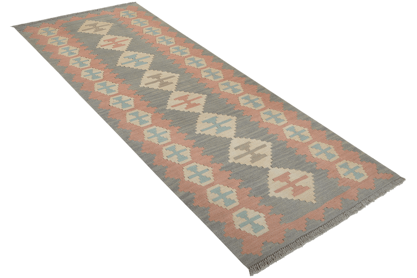 Kelim Gashgai — Handmade, 80x195 cm, Grey, 100% Virgin Wool | View 4