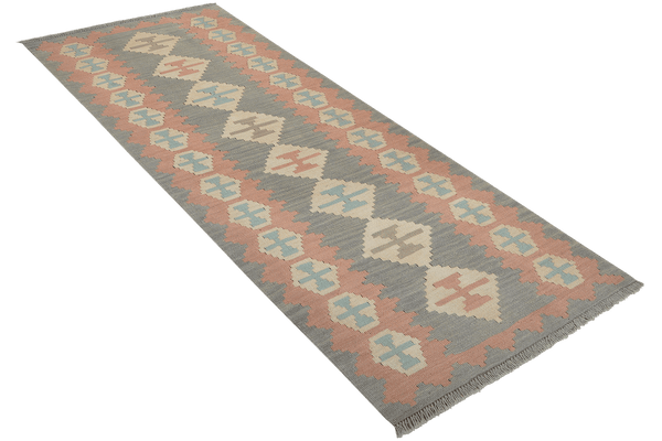Kelim Gashgai — Handmade, 80x195 cm, Grey, 100% Virgin Wool | View 4