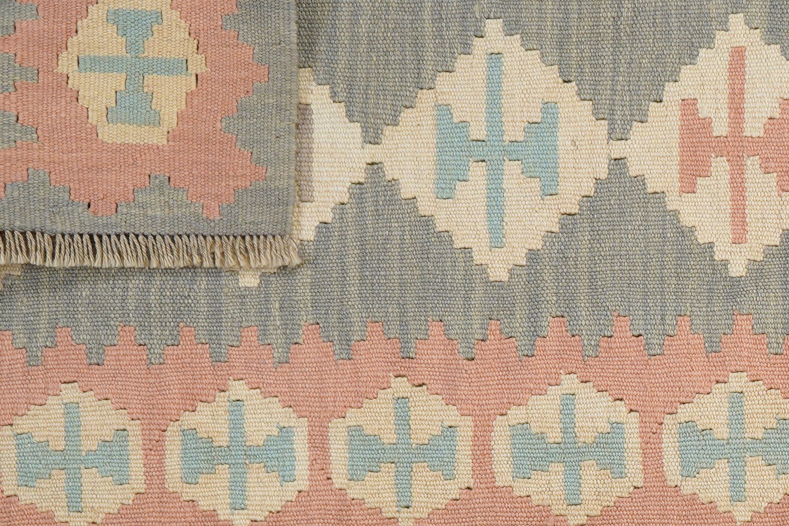 Kelim Gashgai — Handmade, 80x195 cm, Grey, 100% Virgin Wool | View 6