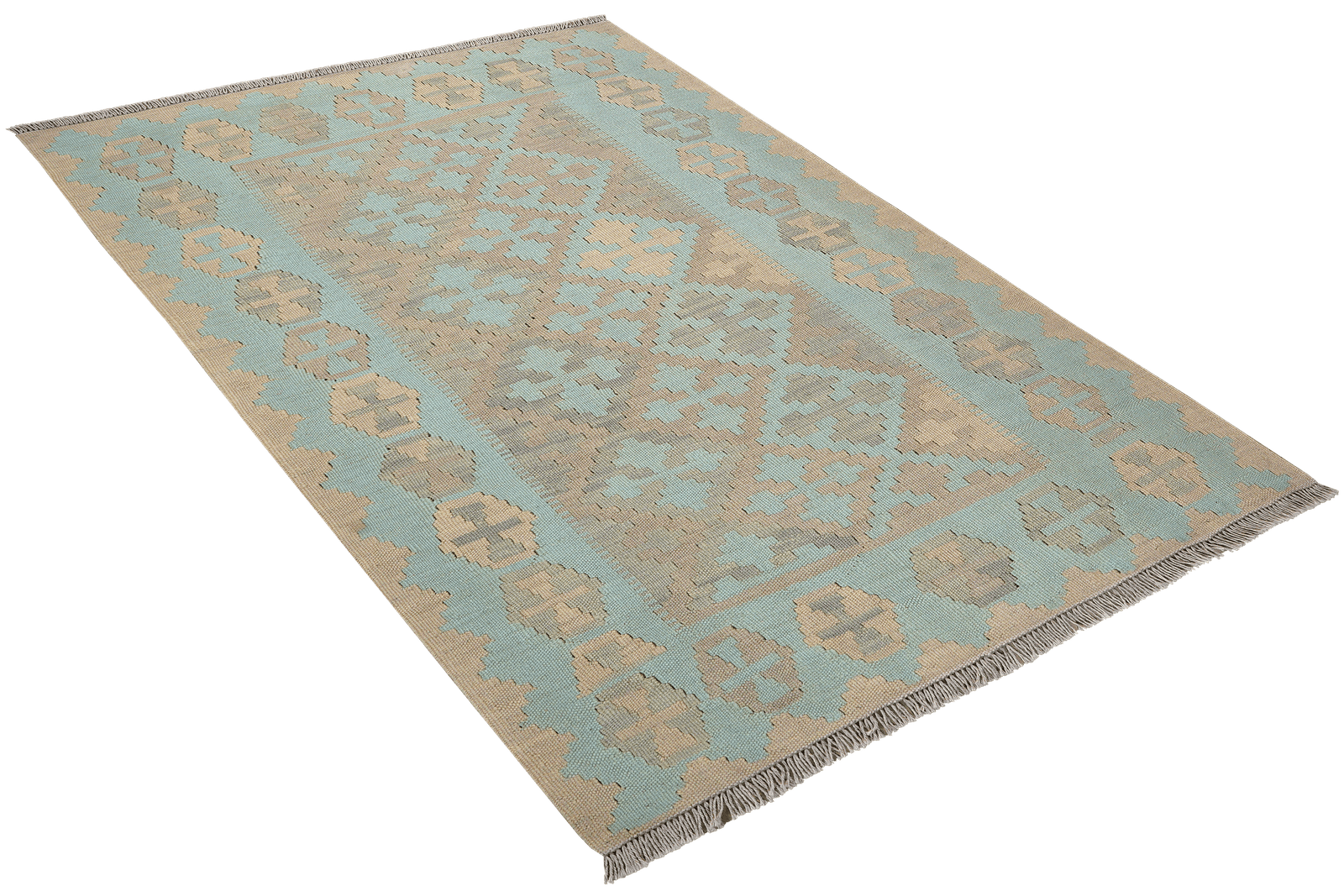 Kelim Gashgai — Handmade, 104x154 cm, Green, 100% Virgin Wool | View 4