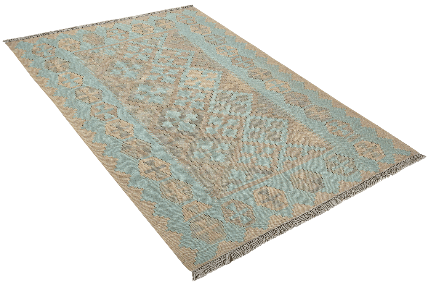 Kelim Gashgai — Handmade, 104x154 cm, Green, 100% Virgin Wool | View 4
