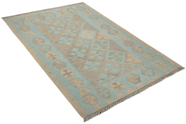 Kelim Gashgai — Handmade, 104x154 cm, Green, 100% Virgin Wool | View 4