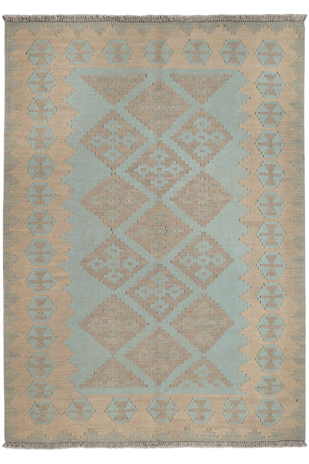 Kelim Gashgai — Handmade, 123x173 cm, Green, 100% Virgin Wool | Main view
