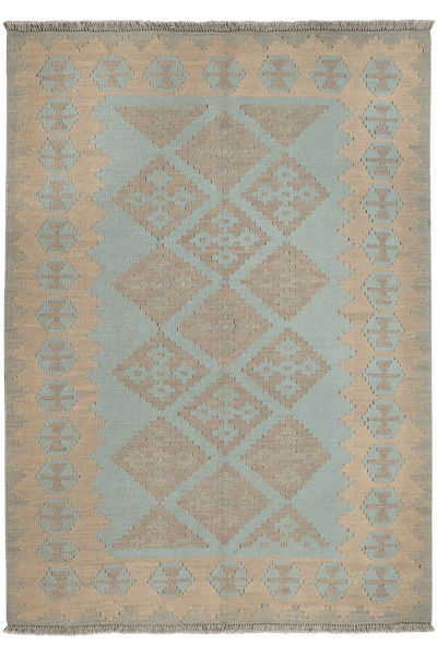 Kelim Gashgai — Handmade, 123x173 cm, Green, 100% Virgin Wool | Main view