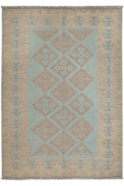 Kelim Gashgai — Handmade, 123x173 cm, Green, 100% Virgin Wool | Main view