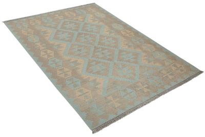 Kelim Gashgai — Handmade, 127x170 cm, Green, 100% Virgin Wool | View 4
