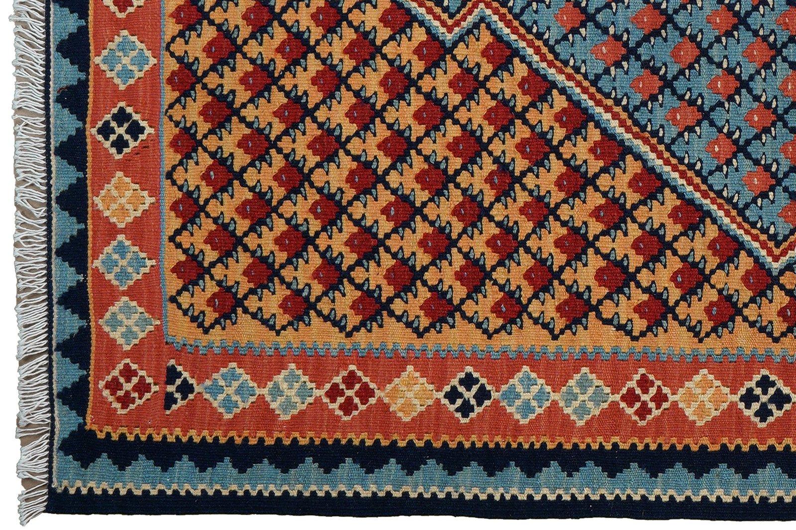 Kelim Senneh — Handmade, 105x148 cm, Beige, 100% Virgin Wool | View 3