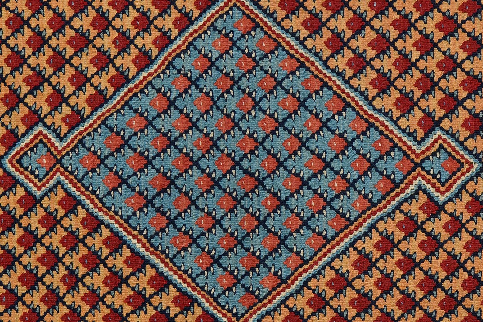 Kelim Senneh — Handmade, 105x148 cm, Beige, 100% Virgin Wool | View 5
