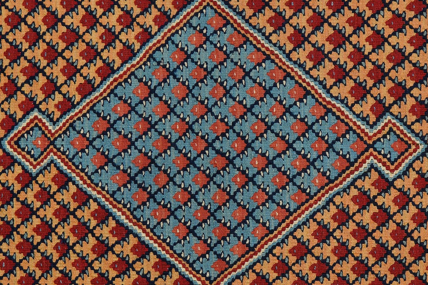 Kelim Senneh — Handmade, 105x148 cm, Beige, 100% Virgin Wool | View 5