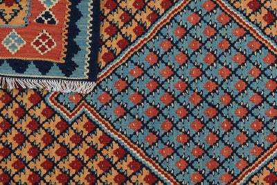 Kelim Senneh — Handmade, 105x148 cm, Beige, 100% Virgin Wool | View 6