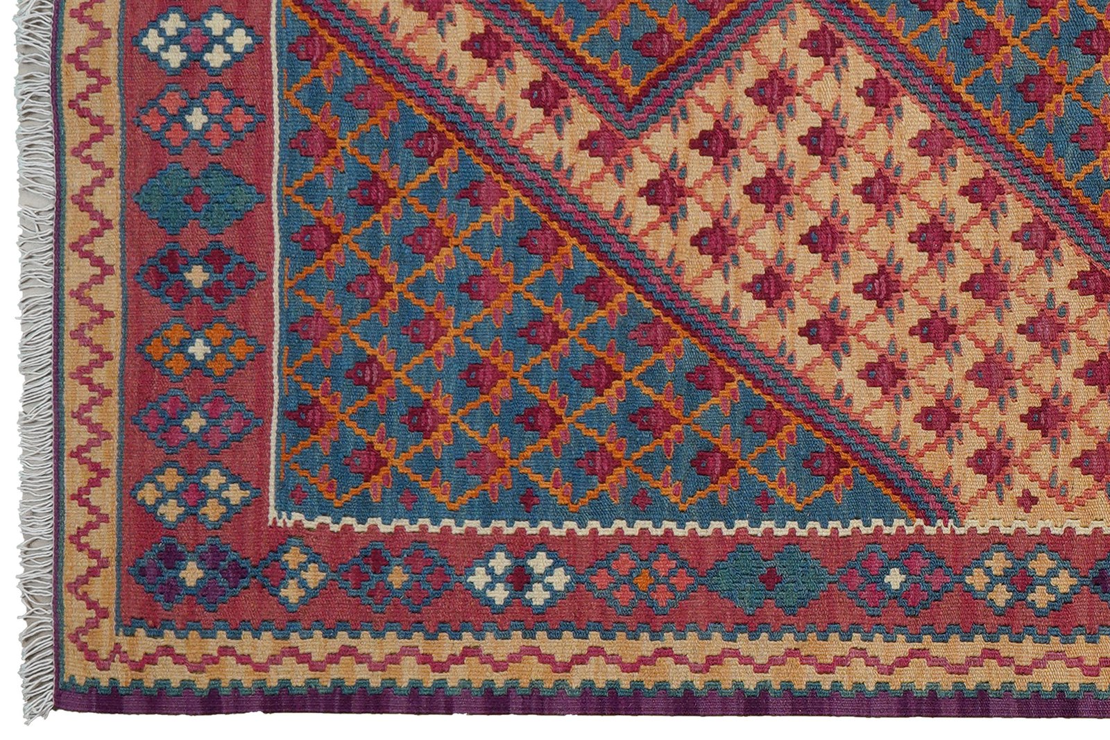 Kelim Senneh — Handmade, 107x161 cm, Beige, 100% Virgin Wool | View 3
