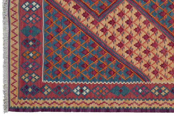 Kelim Senneh — Handmade, 107x161 cm, Beige, 100% Virgin Wool | View 3
