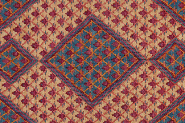 Kelim Senneh — Handmade, 107x161 cm, Beige, 100% Virgin Wool | View 5