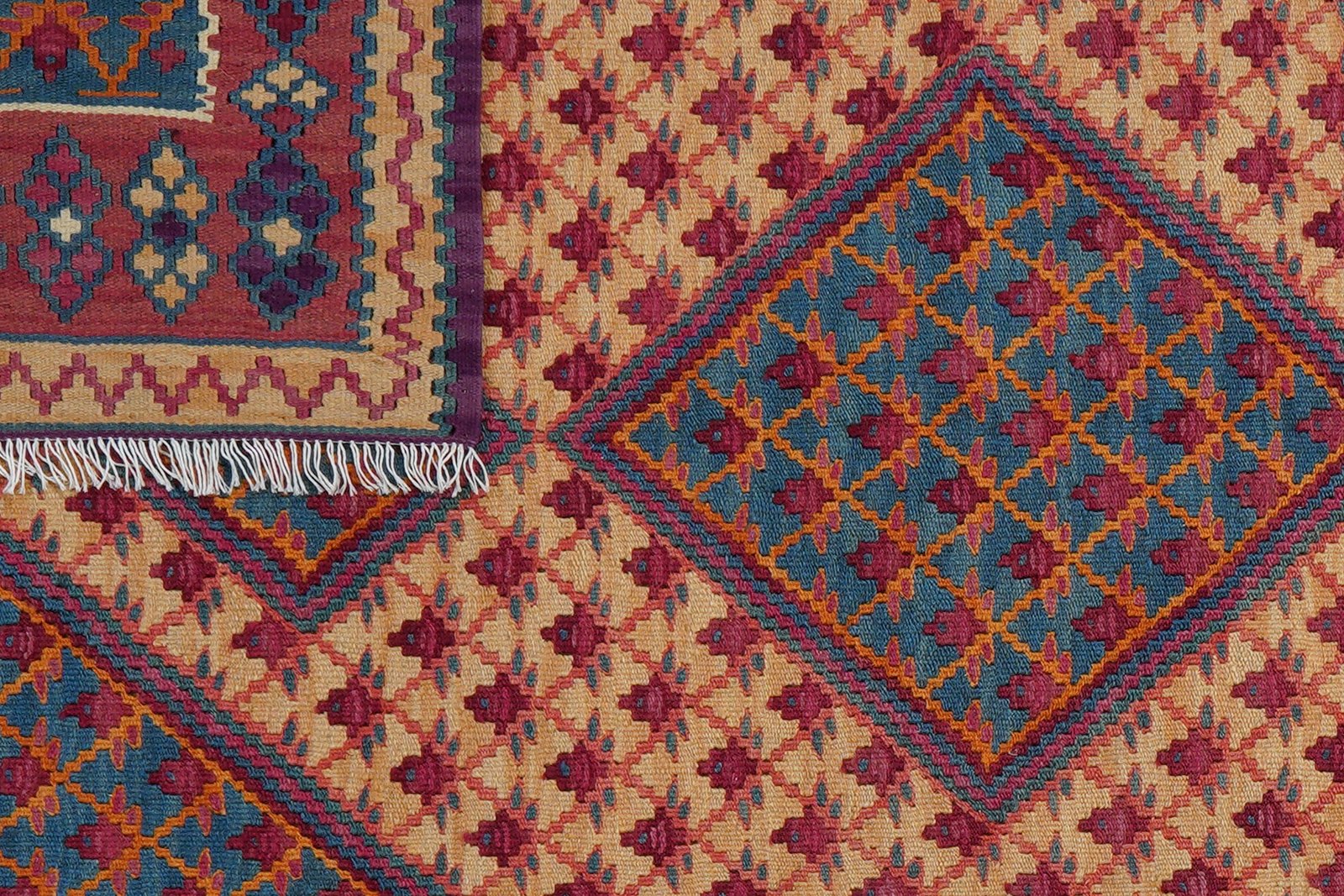 Kelim Senneh — Handmade, 107x161 cm, Beige, 100% Virgin Wool | View 6
