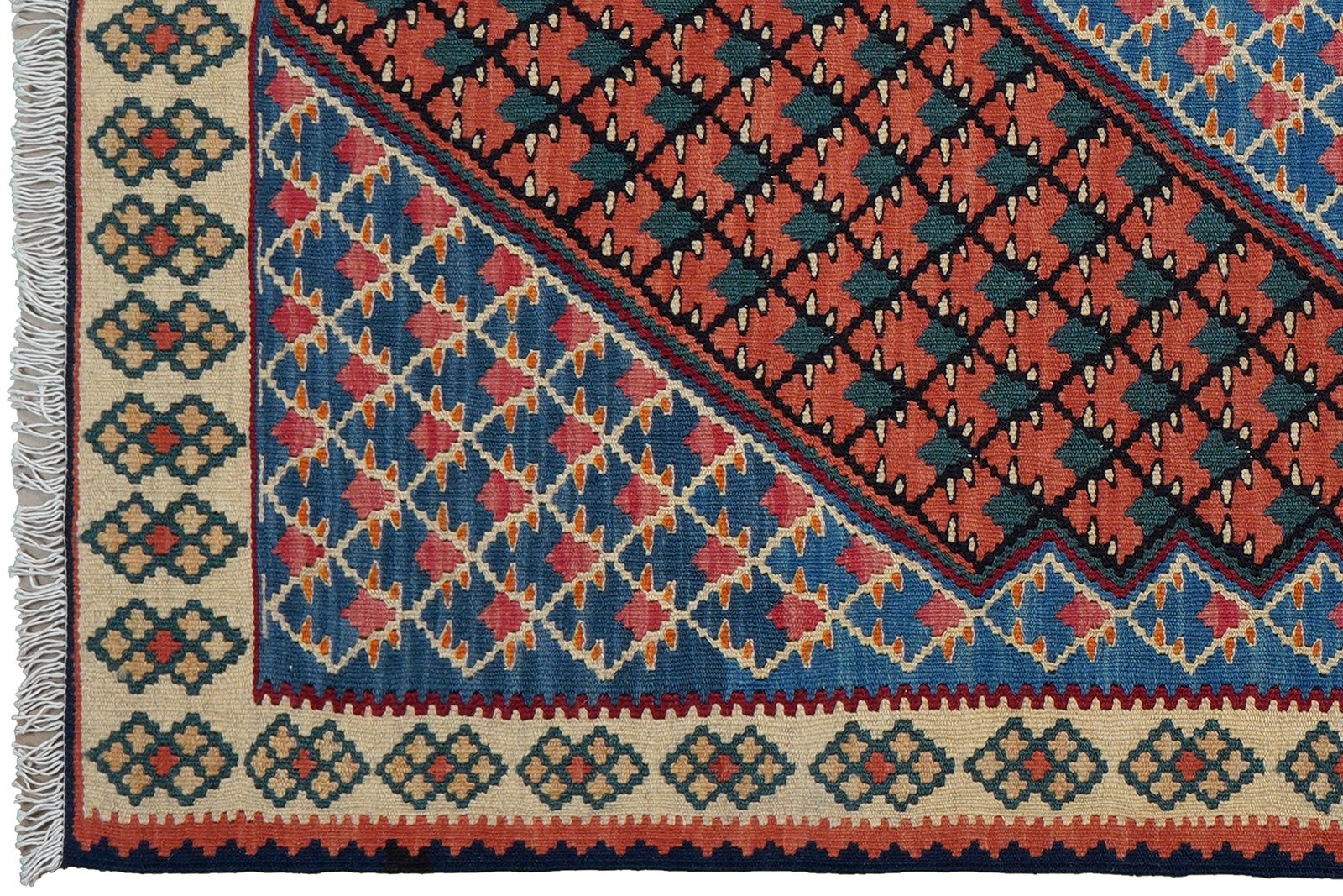 Kelim Senneh — Handmade, 105x155 cm, Pink, 100% Virgin Wool | View 3