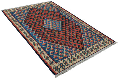 Kelim Senneh — Handmade, 105x155 cm, Pink, 100% Virgin Wool | View 4