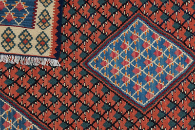 Kelim Senneh — Handmade, 105x155 cm, Pink, 100% Virgin Wool | View 6