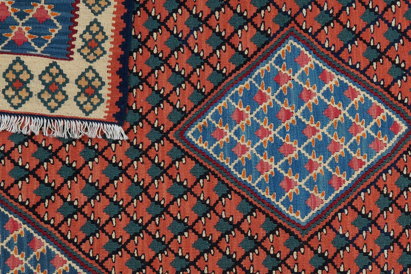 Kelim Senneh — Handmade, 105x155 cm, Pink, 100% Virgin Wool | View 6