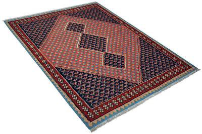 Kelim Senneh — Handmade, 160x200 cm, Red, 100% Virgin Wool | View 4