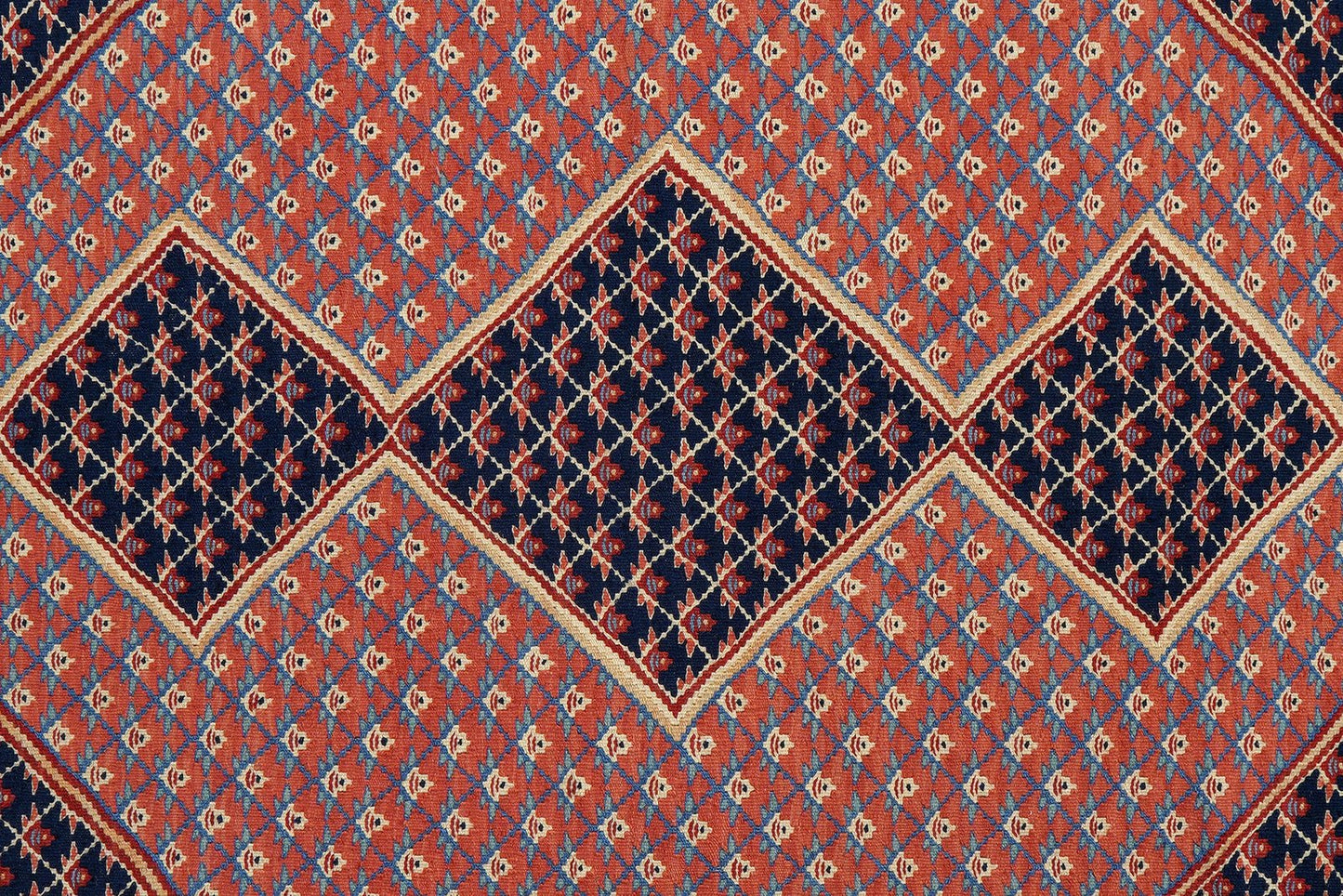 Kelim Senneh — Handmade, 160x200 cm, Red, 100% Virgin Wool | View 5