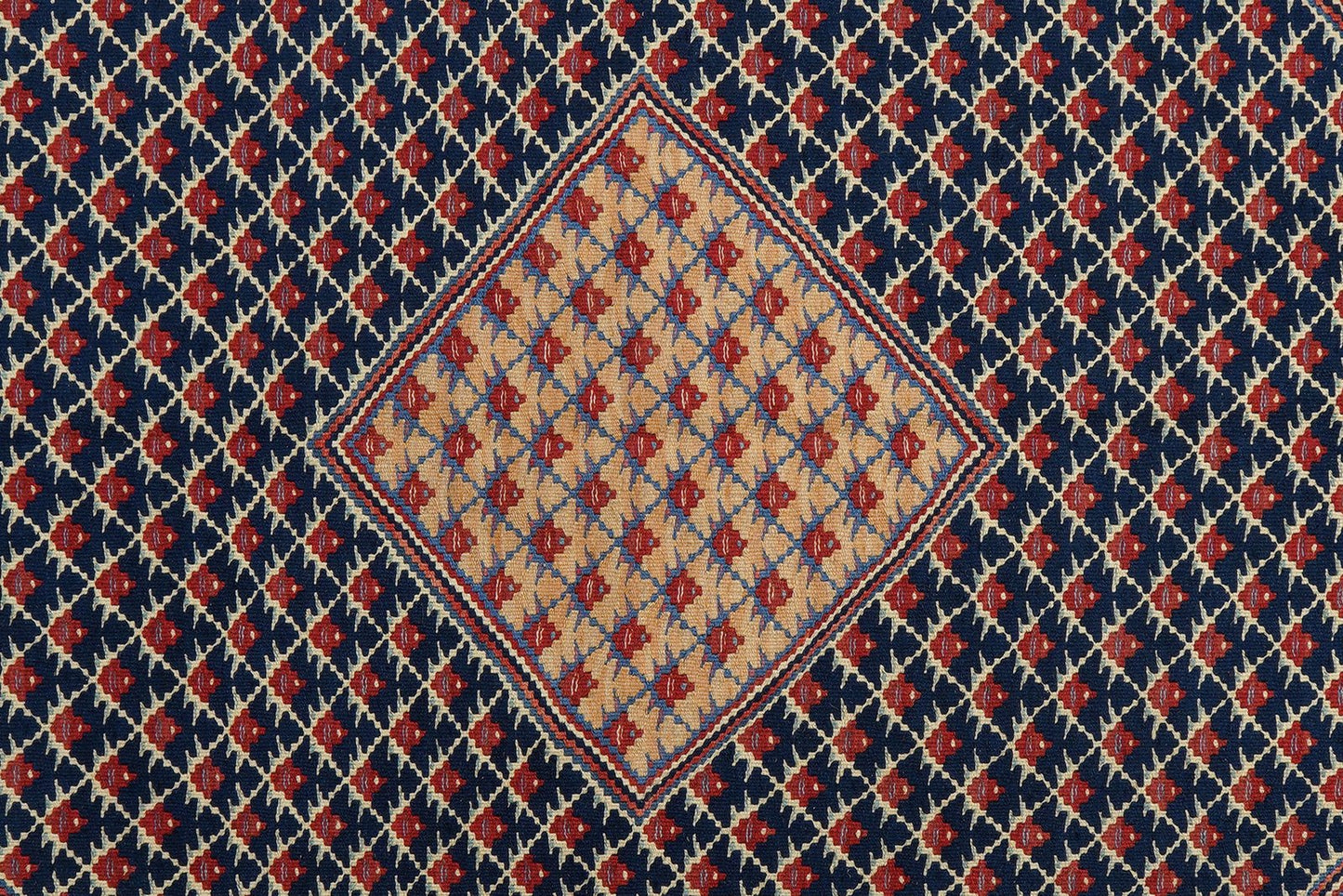 Kelim Senneh — Handmade, 153x196 cm, Blue, 100% Virgin Wool | View 5