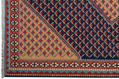 Kelim Senneh — Handmade, 153x197 cm, Blue, 100% Virgin Wool | View 3
