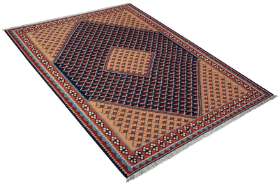 Kelim Senneh — Handmade, 153x197 cm, Blue, 100% Virgin Wool | View 4