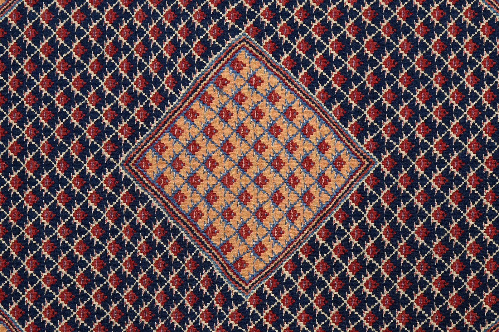 Kelim Senneh — Handmade, 153x197 cm, Blue, 100% Virgin Wool | View 5