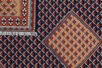 Kelim Senneh — Handmade, 153x197 cm, Blue, 100% Virgin Wool | View 6