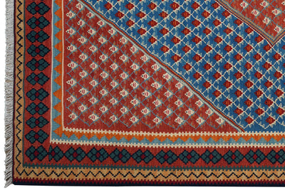 Kelim Senneh — Handmade, 154x208 cm, Blue, 100% Virgin Wool | View 3