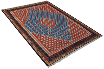 Kelim Senneh — Handmade, 154x208 cm, Blue, 100% Virgin Wool | View 4