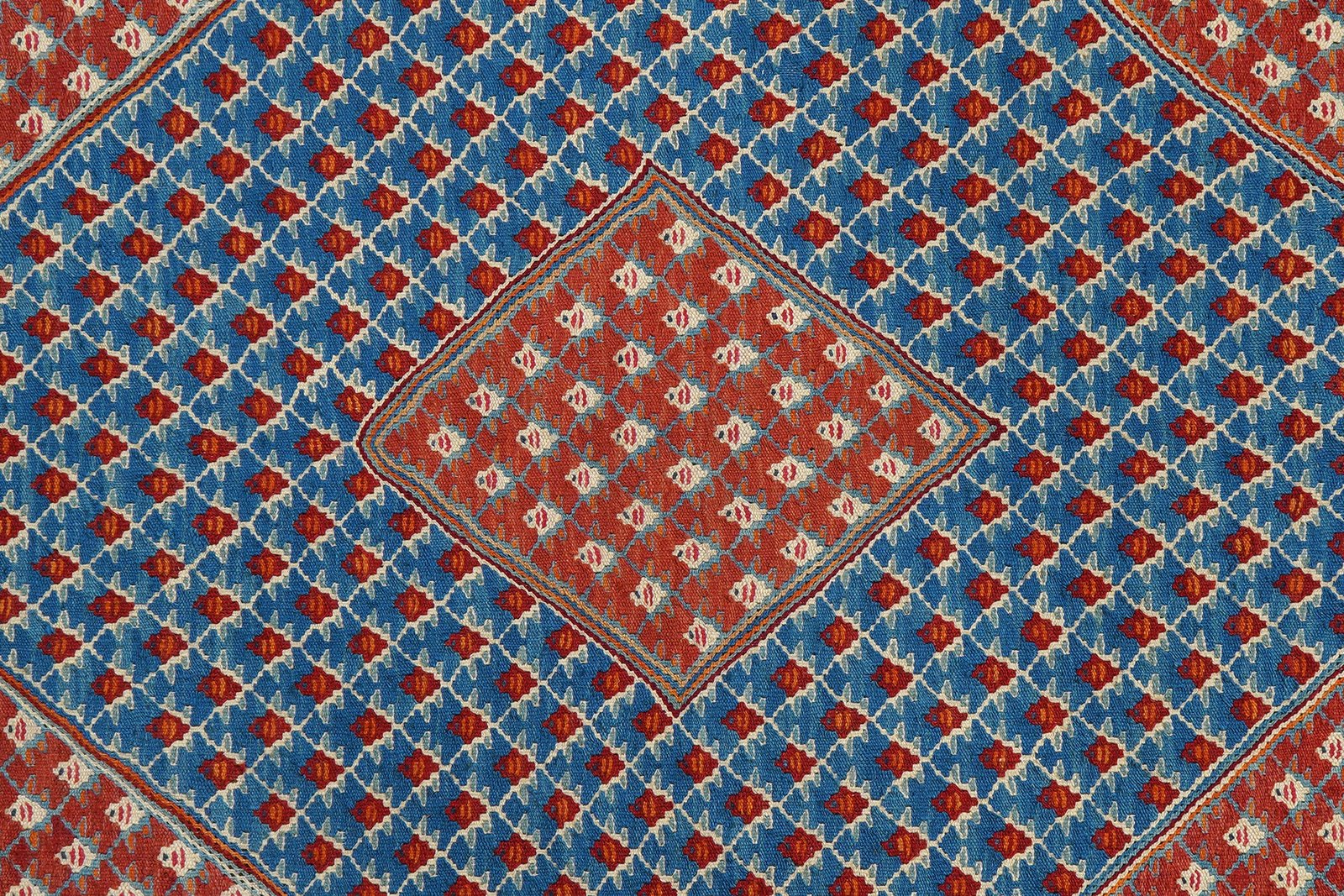 Kelim Senneh — Handmade, 154x208 cm, Blue, 100% Virgin Wool | View 5