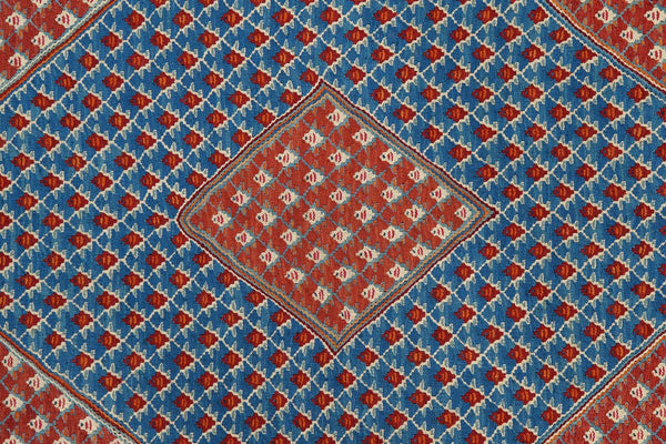 Kelim Senneh — Handmade, 154x208 cm, Blue, 100% Virgin Wool | View 5