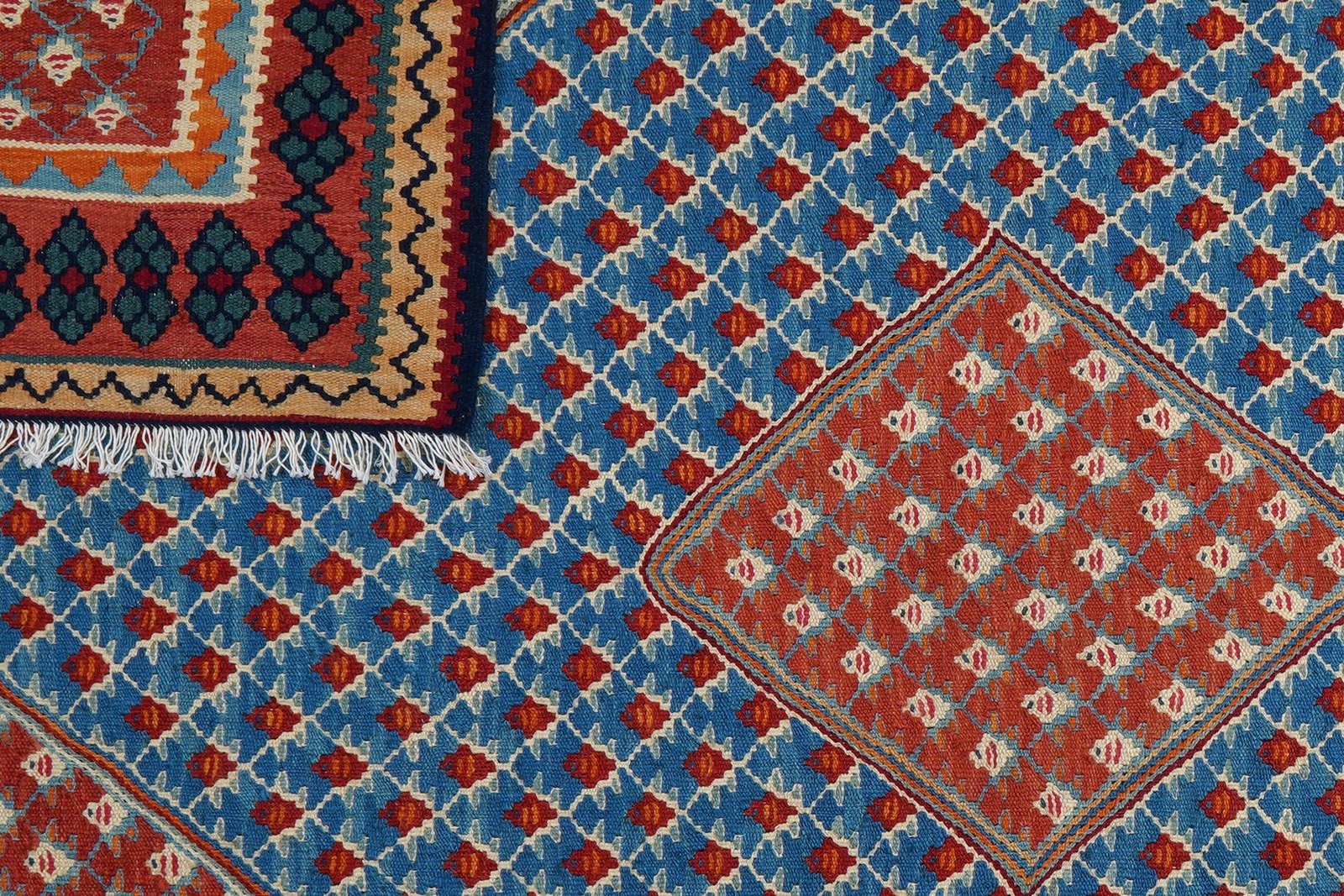 Kelim Senneh — Handmade, 154x208 cm, Blue, 100% Virgin Wool | View 6