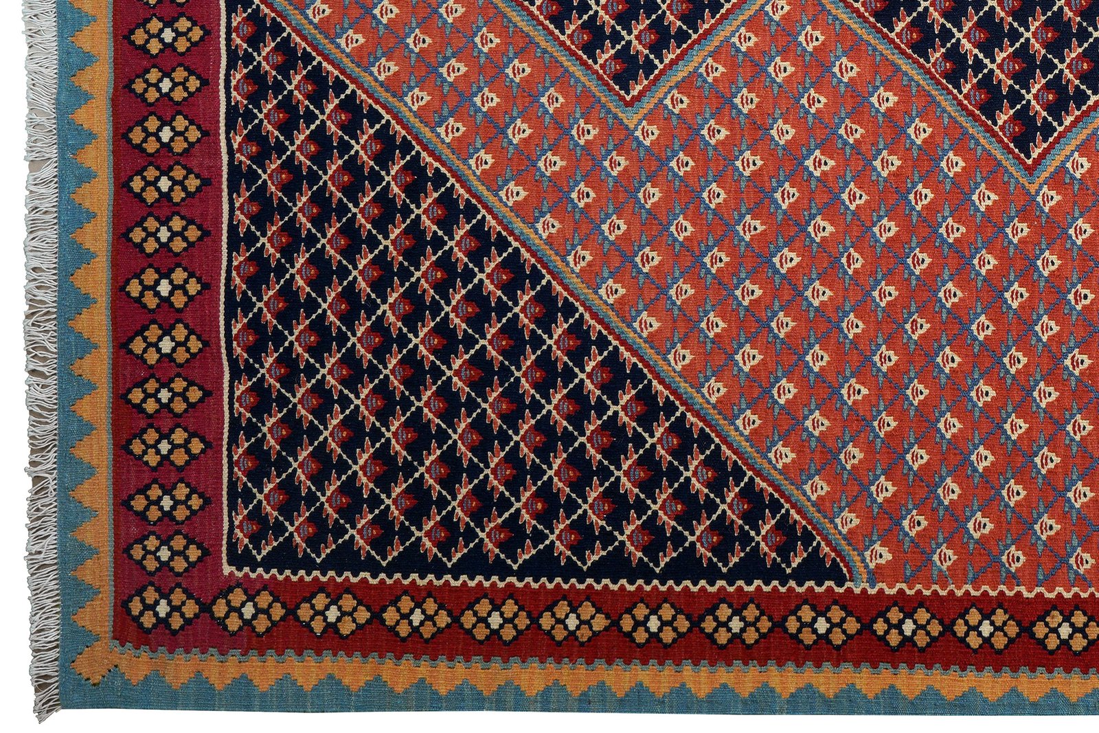 Kelim Senneh — Handmade, 163x200 cm, Red, 100% Virgin Wool | View 3