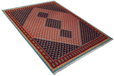 Kelim Senneh — Handmade, 163x200 cm, Red, 100% Virgin Wool | View 4
