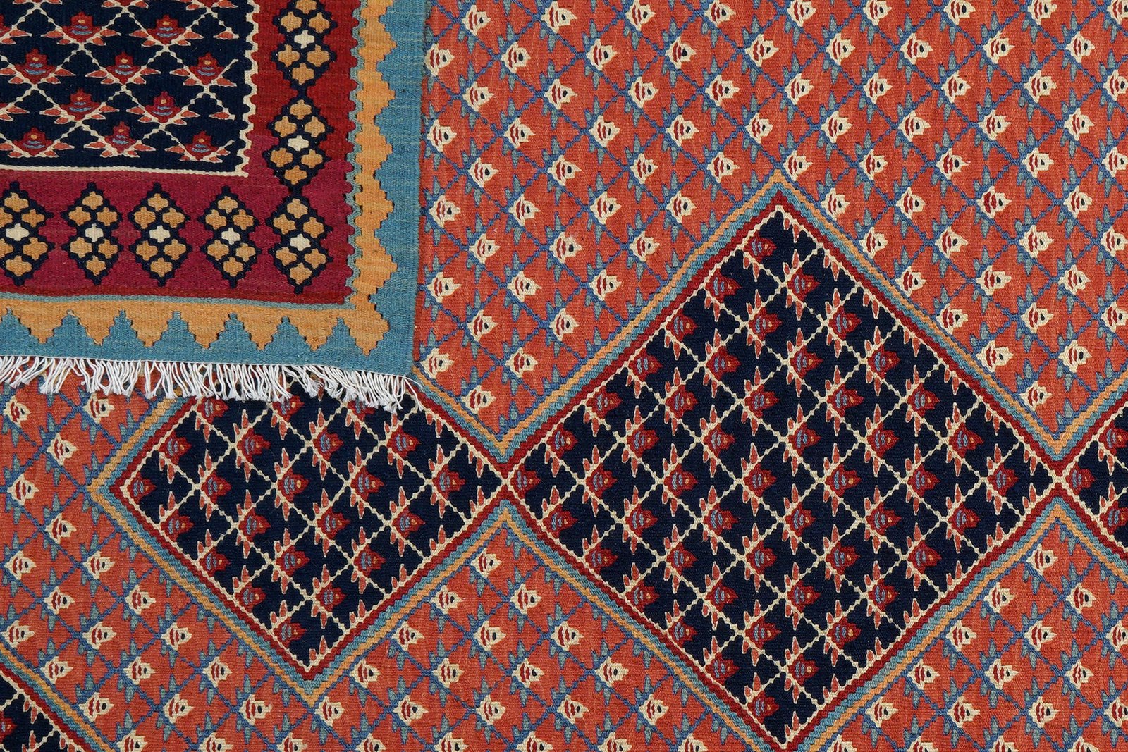 Kelim Senneh — Handmade, 163x200 cm, Red, 100% Virgin Wool | View 6
