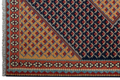 Kelim Senneh — Handmade, 154x200 cm, Blue, 100% Virgin Wool | View 3