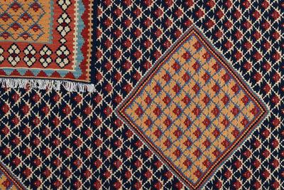 Kelim Senneh — Handmade, 154x200 cm, Blue, 100% Virgin Wool | View 6