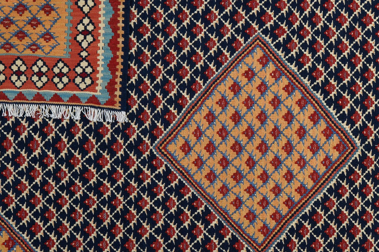 Kelim Senneh — Handmade, 154x200 cm, Blue, 100% Virgin Wool | View 6